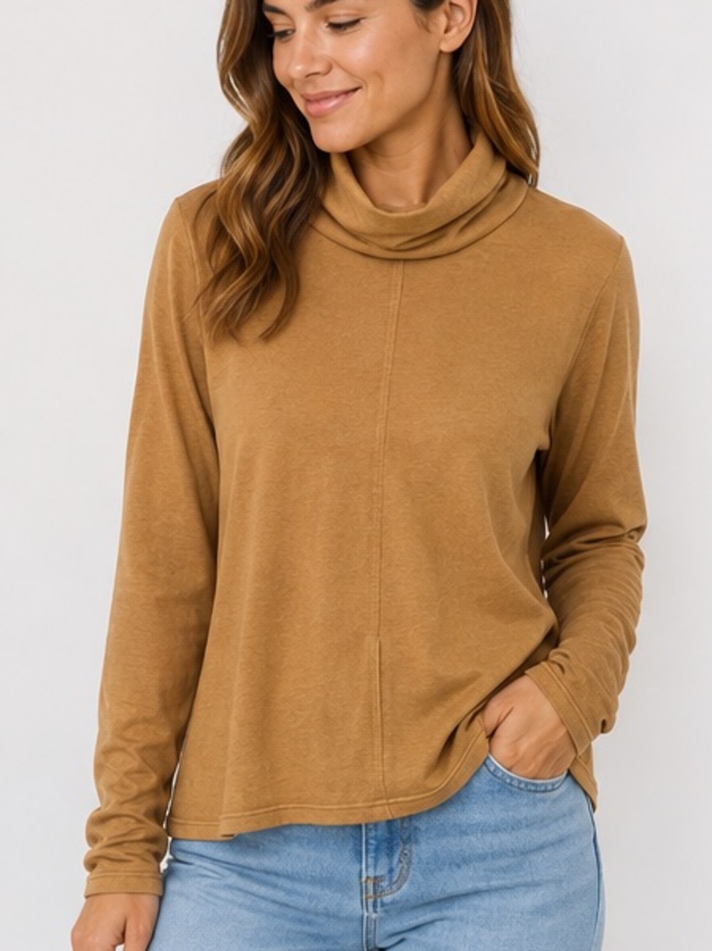 Carlisle Silk blend vintage ruched long sleeves Turtleneck Pullover Sweater M